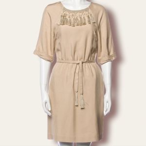 3.1 Phillip Lim beige tassel silk knee dress